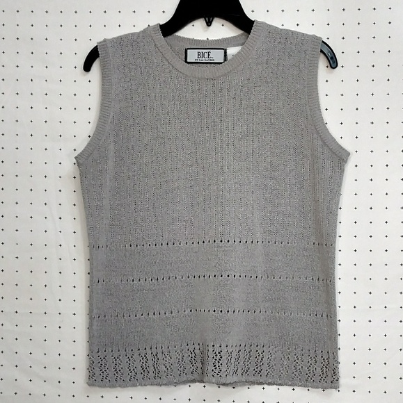 Bicé gray sleeveless sweater top sz M - Picture 2 of 6
